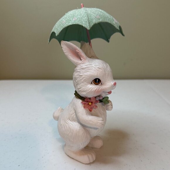 Easter Bunny holding Umbrella Figurine Spring bunny Spring Showers decoration - Picture 11 of 13